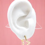 18K Gold Filled Open Star Hoop Modern Minimalist Stud Earrings (K211B)(L230)