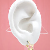 18K Gold Filled Open Star Hoop Modern Minimalist Stud Earrings (K211B)(L230)