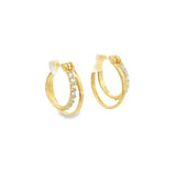 18K Gold Filled CZ Layered Lever Back Huggies Earrings (K365A)