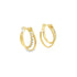 A pair of elegant gold hoop earrings features a delicate double-band design with one row sparkling with inlaid diamonds.