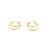 18K Gold Filled CZ Layered Lever Back Huggies Earrings (K365A)