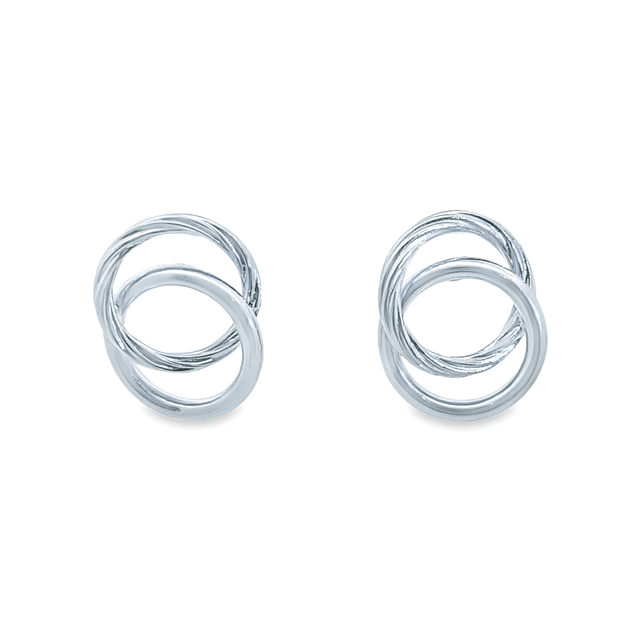 Round Dual Style Intertwined Smooth Rope Stud Earrings (L470)