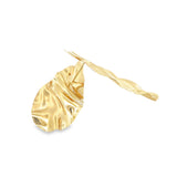 18K Gold Filled Modern Folded Ruffle Teardrop Minimalist Stud Earrings (L454)