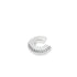 A thick, ridged silver ear cuff rests on a clean white background.
