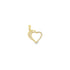 A gold heart pendant features mother-of-pearl inlay on one side and sparkling cubic zirconia crystals along the other.