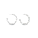 18K Gold/Rhodium Filled Slim Open Hoop Stud Earrings (L382)