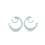 18K Rhodium Filled Triple Strand Hoop Earrings (K372)