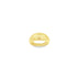 A polished gold dome ring sits centrally against a clean white background.