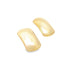 A pair of smooth, curved gold dome stud earrings rests against a clean white background.