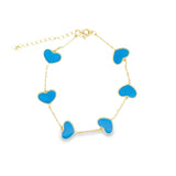 Multicolor Enamel Heart Necklace & Bracelet (G85)(E109)