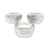 Three chunky sterling silver signet rings display engraved text reading "rich bitch," "fuck off," and "boss."