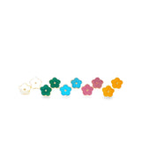 18K Gold Filled 5 Petals Calystegia Flower Colorful Stud Earrings (L422)