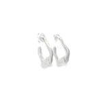 18K Rhodium Filled Abstract Designed Small Plain Huggies (L419)