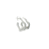 18K Rhodium Filled Abstract Designed Small Plain Huggies (L419)