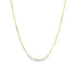 A delicate gold snake chain necklace curves gracefully against a plain white background.