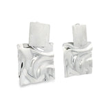 18K Gold/Rhodium Filled Square Minimalist Stud Earrings (J255)