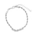 A delicate silver rope chain bracelet features a lobster clasp and an adjustable extension chain against a white background.
