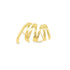A stylish gold ear cuff features a multi-strand twisted design against a clean white background.