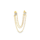 Triple Chain Drop Dangle CZ 2 Studs Earrings (K339)