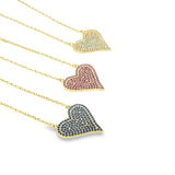 Pave CZ Heart Charm Necklace (H172)