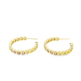 Part Colored CZ Heart Hoops (J315)