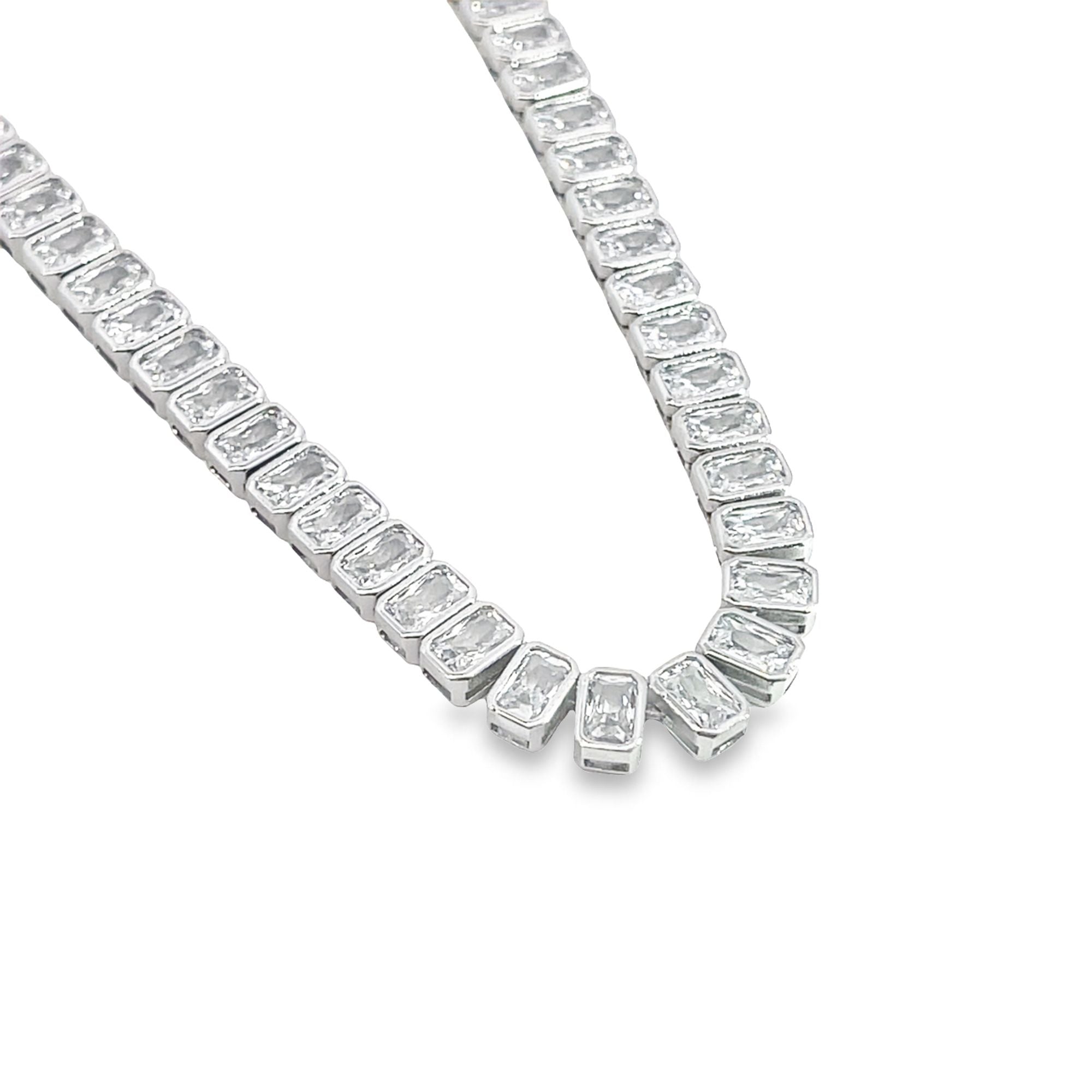 Wide Rectangle CZ Tennis Chain (H207)(I570)