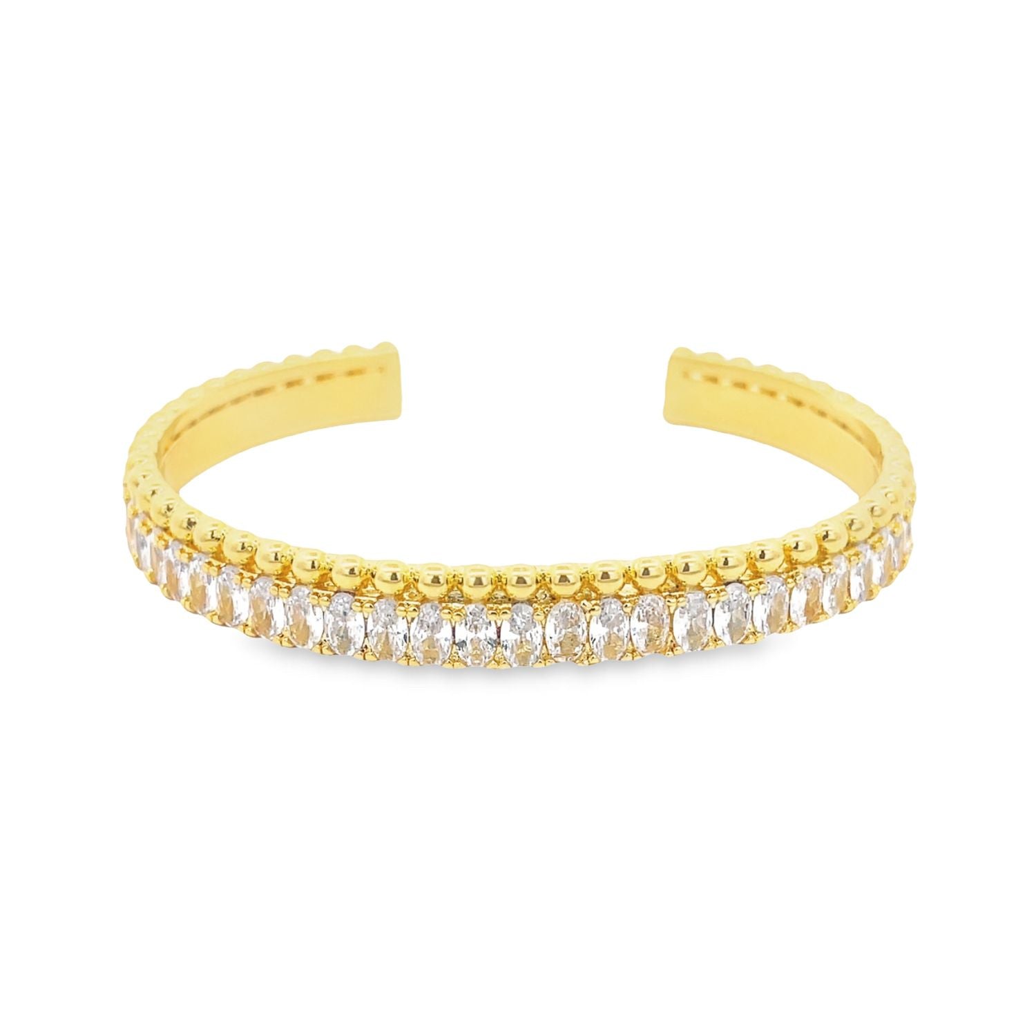 CZ Paved Baguette Bangle Bracelet (B81)