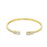 Pave CZ Baguette and Heart Bangle (B109)