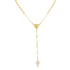 A gleaming gold rosary necklace features a textured heart-shaped centerpiece and a delicate crucifix pendant against a white background.