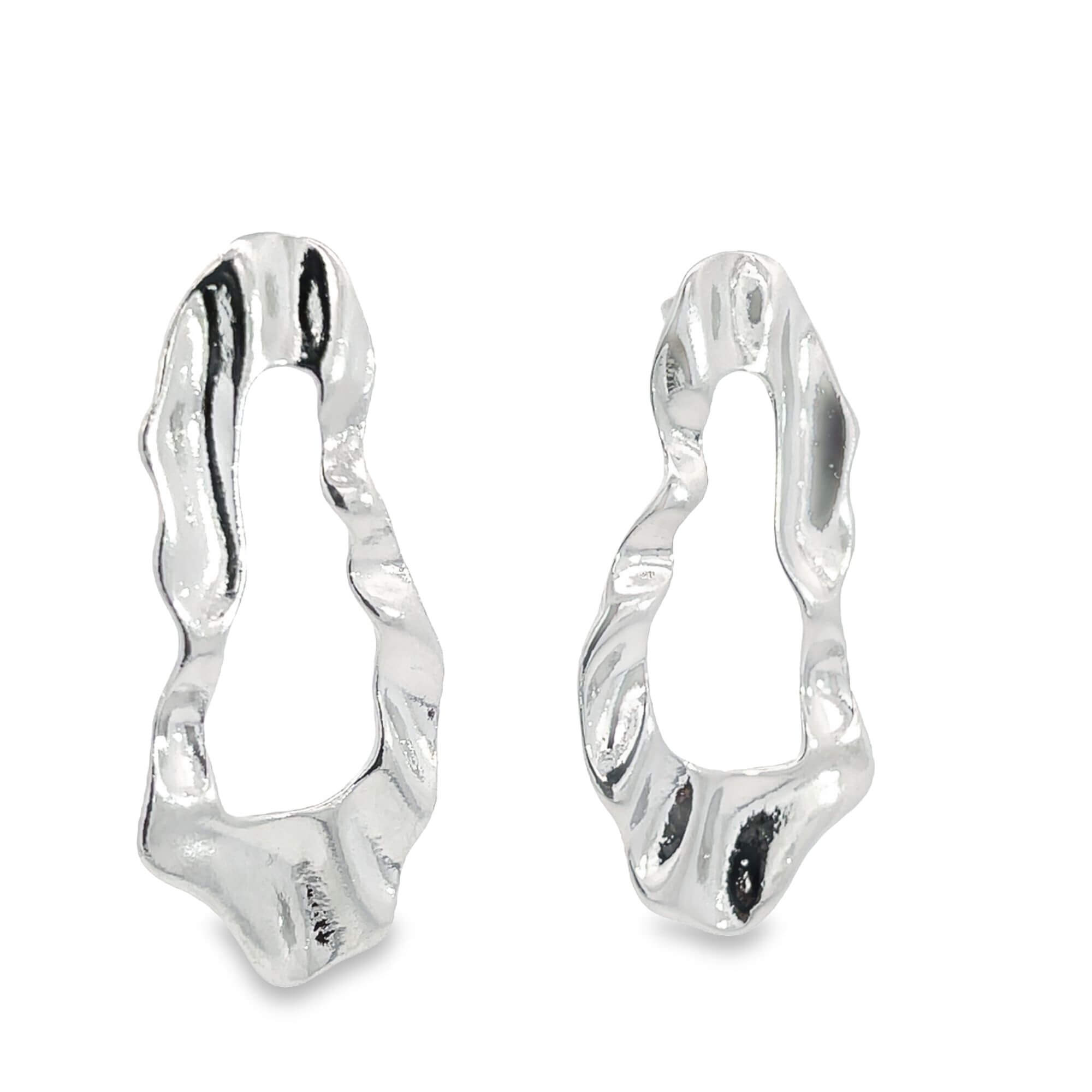 Abstract Oval Droopy Ruffled Style Stud Earrings (L488)