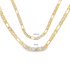 Two gold Figaro chain necklaces display their 3.5mm and 4mm widths against a plain white background.