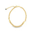 A delicate gold chain bracelet features a textured mesh center section and an adjustable clasp against a plain white background.