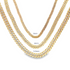 Three gold Miami Cuban link chains in varying thicknesses of 3mm, 4mm, and 5.5mm display side by side.