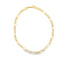 A classic gold figaro chain necklace displays its distinctive alternating link pattern against a clean white background.
