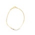 A delicate gold bead chain bracelet rests against a clean white background.