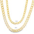 Two polished gold cuban link chains display a size comparison between a thinner 4mm necklace and a thicker 6mm necklace.