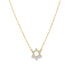 A delicate gold chain necklace sparkles with a diamond-pave Star of David pendant against a white background.