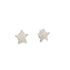 A pair of silver star stud earrings glistens against a clean white background.