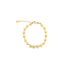 A delicate gold bead bracelet features polished spherical beads linked together with an adjustable chain clasp against a white background.