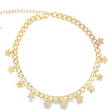 7mm Cuban Curb Chain With Star Charms (F78)