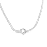 Star Style 3mm Herringbone Snake Chain With Star Shaped CZ Charm (H15)