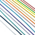 Multiple colorful metal box chains span diagonally across a clean white background, showcasing a vibrant rainbow spectrum from red and green to blue and purple.