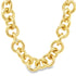 A thick gold link chain necklace sparkles brightly against a clean white background.
