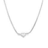 Love Style 3mm Herringbone Snake Chain With Heart Shaped CZ Charm (H16)