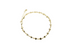 A delicate gold chain bracelet features small, polished heart charms arranged evenly along its length.