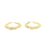 18K Gold Filled Designed Round Lever Back Bamboo Hoops (L441)