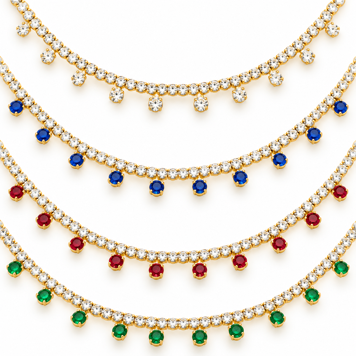 Colorful CZ Stone Fringe Choker (H263)