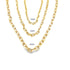 Three gold link chains are displayed side by side, labeled with sizes 4mm, 5mm, and 6mm to show thickness comparison.