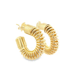 18K Gold Filled Thick Spiral Spring Coil Hoops Push Back Earrings (L414)
