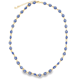 Textured Board Hollow Enamel Blue Evil Eye Protection Necklace (H246)(I598)